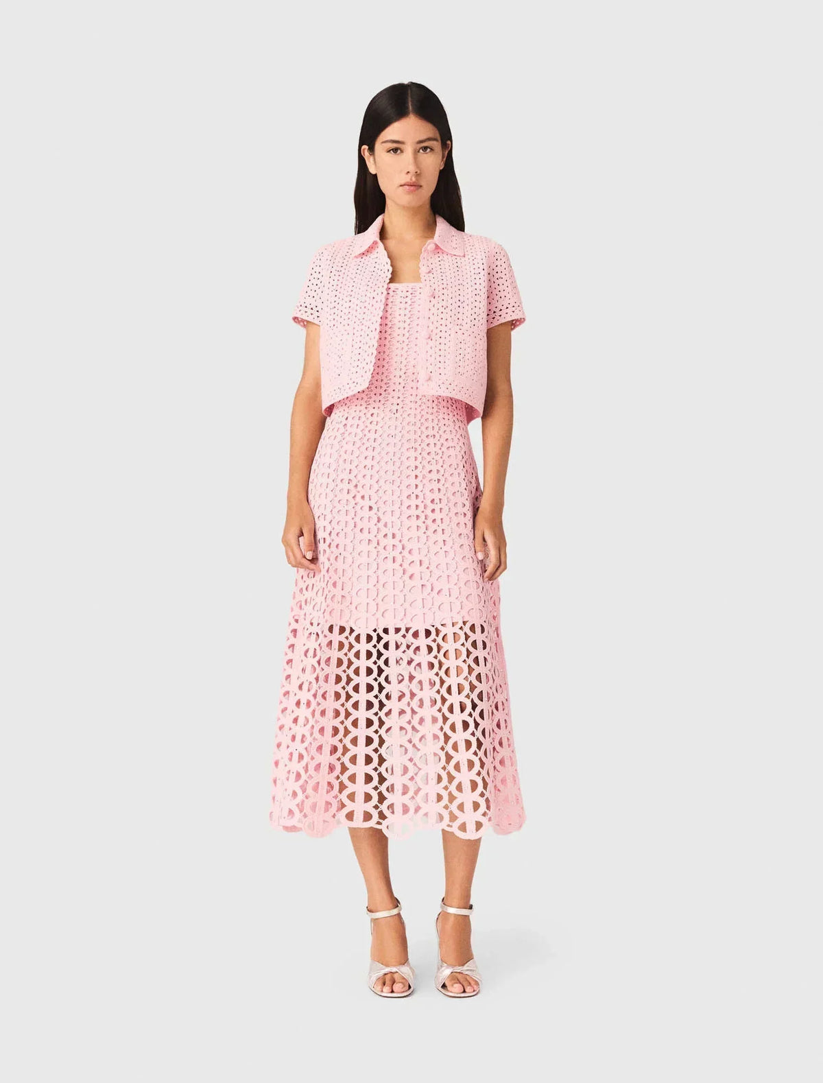 MAJE KLEID SET HÄKEL ROSA