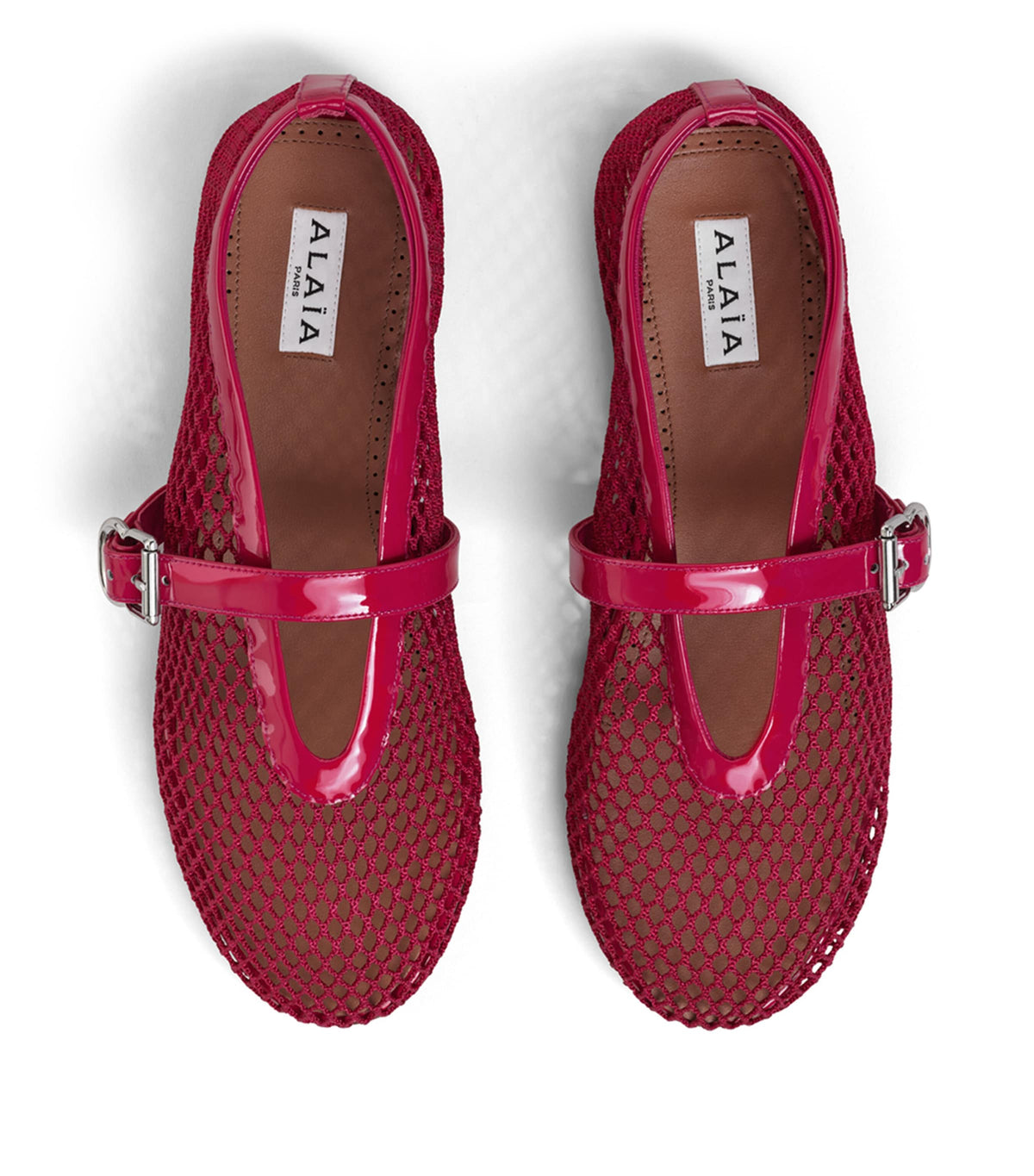 Alaï Himbeere Fischnetz Ballerinas