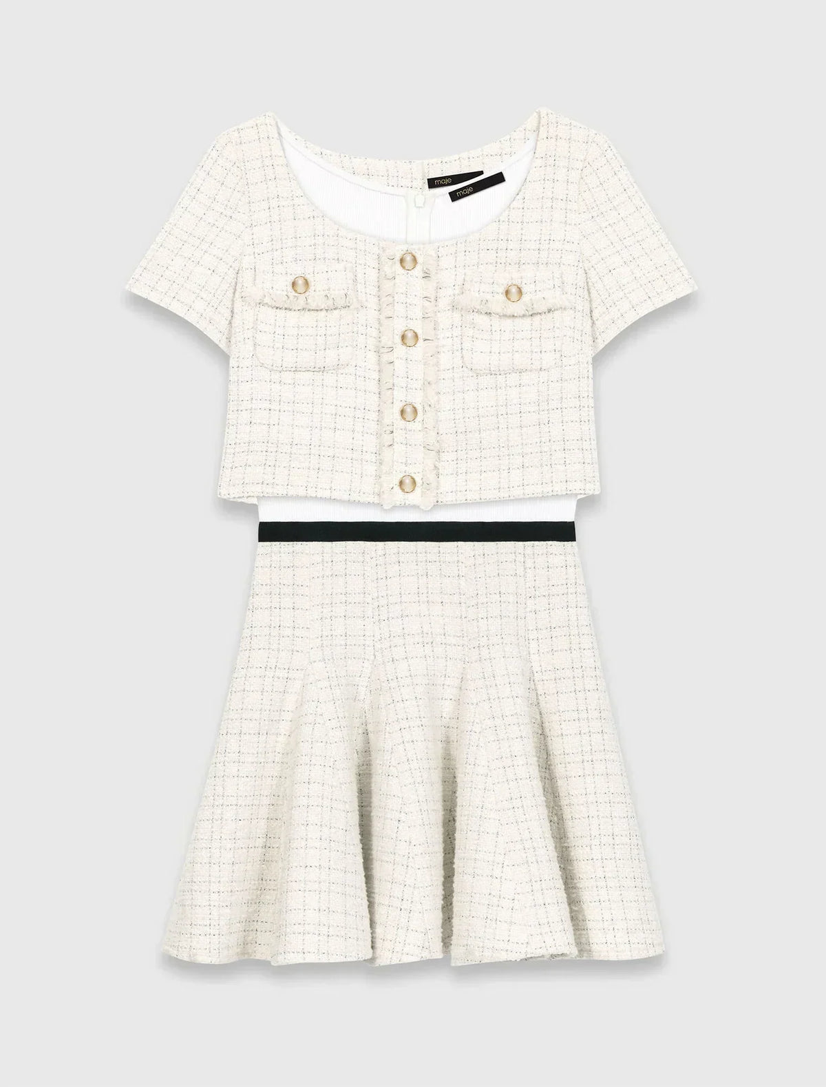 MAJE KLEID WEISS TWEED